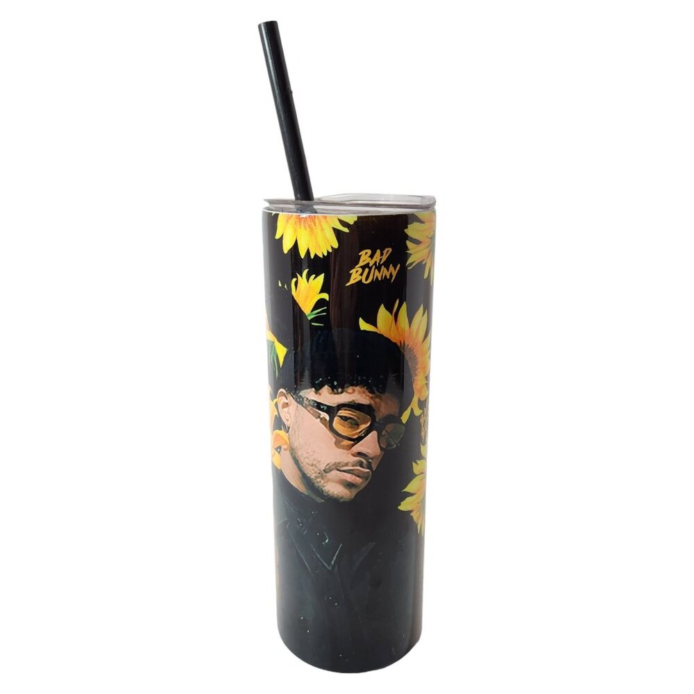 Bad Bunny Tumbler Sunflower 20 oz. Tumbler Travel Mug Cup w/Straw
